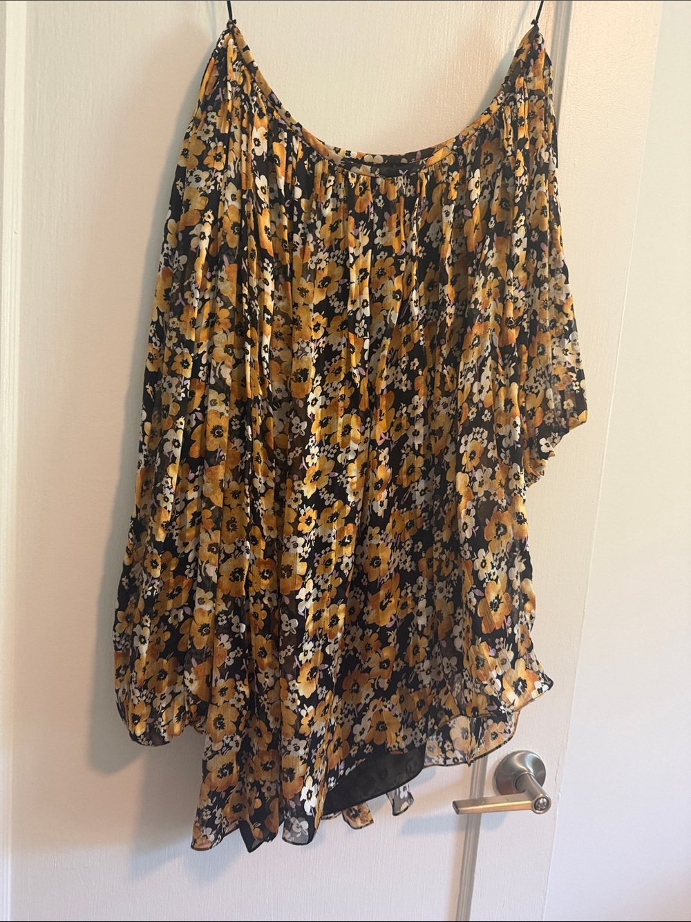 Saint Laurent Black and Yellow Floral Skirt